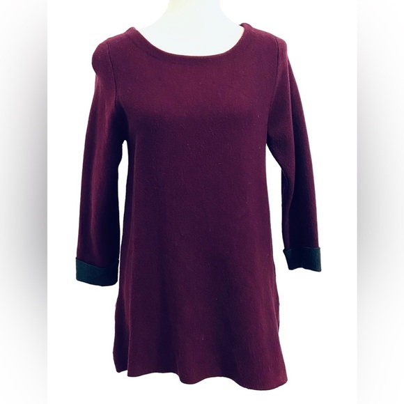 Nanette Lepore Plum Wool Plend Pullover Sweater Tunic Zip Sides Womens Sz M - Picture 2 of 9
